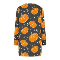 Haljina pulover za žene Halloween dugih rukava Print Mini haljine Crewneck Jednjak za jesen sa džepovima