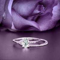 Bajka Deco 2. Carat ovalni rez dijamantski set za angažman, klasični vjenčani prsten u 10k čvrsto bijelo
