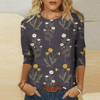 Leesechin ženska modna tiskana labava majica rukava na vrhu casual okruglim majicama iz vrata u caringu
