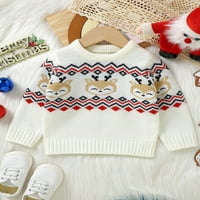 Baby Girl Božićne odjeće Jesen Zimska odjeća Dugim rukavima Džemperi jelen Ispis pletene pulover vrhove