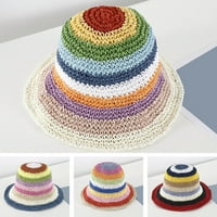 Žene sunce šeširi šarene duge boje pletene pruge zaštita od sunca za zaštitu od slame šešire jasne slame