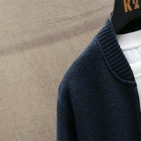 Muški povremeni tanki puni zip up stalak ovratnik u boji-blok prugasti kardigan džemperi sa džepovima