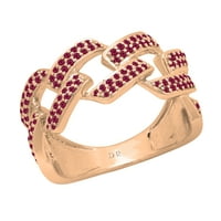 DazzlingRock kolekcija okruglo Ruby Out Bling kubanski link prsten za žene u 18K ružičastog zlata, veličine