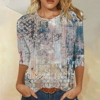 Ženski ljetni bluze posada izrez cvjetni rukav bluza vrhova plava l