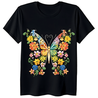Žene vrhovi divljih svjetskih cvijeća Leptir oblik grafičke majice poklon posada vrata za zabavu TEE