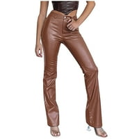 Tople gamaše za žene modne žene čvrsti patentni zatvarač casual srednje strukske kože duge hlače od