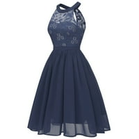 Za žene Vintage princeze cvjetna čipka dekolte za zabavu Aline Swing haljina plava