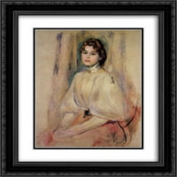 Pierre Auguste Renoir matted crnarna ukrašena uokvirena umjetnička štampa 'sjedeći mlada žena'