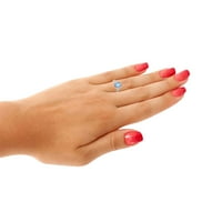 Mauli dragulji za žene 1. karatni dijamant i kruški oblik plavi topaz prsten prong 10k bijelo zlato