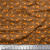 Soimoi Brown Pamuk poplin lišće tkanine i narančasto plodovi ispis šivaći šipko