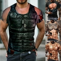 Muškarci 3D mišićne tetovaže tiskane majice kratki rukav digitalni tiskarski košulji na vrhu tee