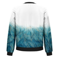 GDFUN jakne za žene Dugih rukava Lagana zip usečena modna printa Outerwear Casual Quilted Jackets Whithih