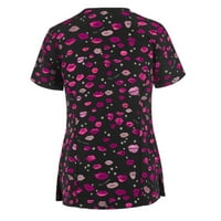 Ženski bluze s kratkim rukavima Slatka bluza Grafički ispisi Ženske plus ljetne majice V-izrez Pink 4xl