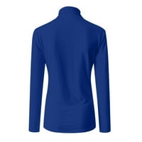 Yyeselk Womens turtleneck tenk za dugim rukavima Top lagane tanke aktivne košulje Slim Fit Stretch opremljeni bluze od pune boje majica Plavi XL