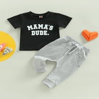 Bagilaanoe Toddler Baby Boy duge hlače Podesite slovo s kratkim rukavima, tiskane majice + pantalone