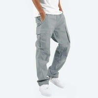 HOKSML teretni hlače za muškarce Čvrsti povremeni brojčani džepovi na otvorenom ravno tipom fitness hlače za hlače hlače