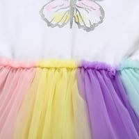 Tkinga modna dječja dječja dječja djevojaka Leptir Rianbow Tulle Haljina princeza haljina odjeća Multicolor 90