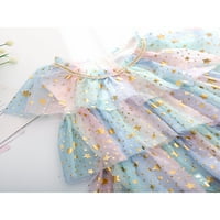 Licupiee Summer Kid Toddler Driver Haljina Rainbow Sequins Star Print bez rukava Tulle Slojevito haljine