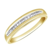 Okrugli rezani bijeli prirodni dijamantski rub prsten u 10k žuto zlatno prsten veličine-9,5