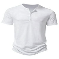 GLONME MENS majica kratki rukav T majice Henley vrat Ljetni vrhovi praznični labav fit bluza modna čvrsta