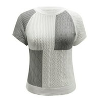 Žene Casual Geometry Knit V izrez čipkaste veze šuplje Splice kratki rukav labav bluza