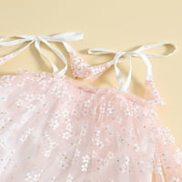 Lamuusaa Baby Girl haljina, traka za spagete Cvjetni print Mesh Patchwork haljina za svakodnevnu zabavu