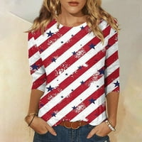 Ženska dužina rukava na vrhu modne casual dan neovisnosti Ispis Crewneck Tops bluza