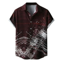 Muška proljetna i ljetna modna gornja majica Ležerne prilike ispisane rever gumb kratkih rukava Majice