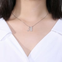 Ženska ogrlica od ugledne breze Silverhoo A-Z Privjesak kubični cirkonijski nakit sjajni elektroplativni
