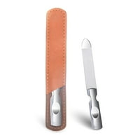 Dvostrani filer noktiju praktična datoteka za nokte sa kožnim plastičnim kućištem od nehrđajućeg čelika