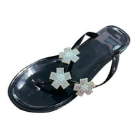Ljetne ženske papuče cvjetni prekrivač plipp flip flops ravni dno udobne nepusnica ženske papuče na plaži sandale crne veličine8,5