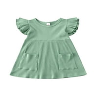 Canrulo Toddler Baby Girls mini haljina kratki rukav lijepa princeza suknja Ljetne odjeće zelena 18-