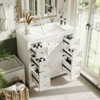 36 kupaonica sa sudoperom, kupaonicom sa podesivim policama i ladicama, samostalno skladištenje kupaonice ormar s jednim sudoperom kombiniran za kupatilo, mali prostor, bijeli