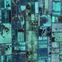 Ahgly Company Machine Persible Indoreni pravokutnik patchwork tirkizne plave prostirke prijelaznih područja,