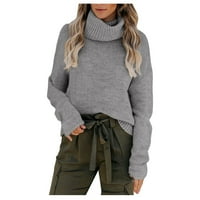 Huaai džemperi za žene ženski ležerni džemper turtleneck dugih rukava punog drvenog pletenog pletena