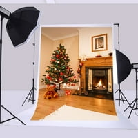 GreendeCor Polyster 5x7ft Božićne pozadine zatvorene božićne stablo medvjeda Kamin Božićno fotografisanje