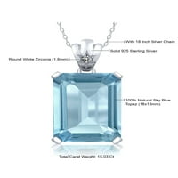 Gem Stone King Sterling Silver Sky Blue Topaz i bijela dijamantska privjesna ogrlica za žene