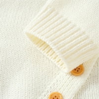 GUBOTARE dječaci Duks pulover Čvrsti pleteni džemper za bebe Tumpsin Romper Pamuk Caps Hat Outfits postavlja odjeću, bež 12 mjeseci