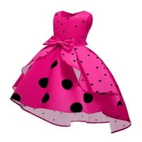 5T Little Girls Princess Haljina Valonska točka Print Bow bez rukava Okrugla Dress Haljina Princess
