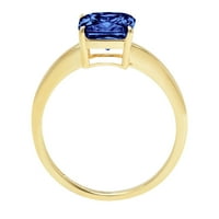 2.5ct Asscher rezan plavi simulirani tanzanit 18k žuti zlatni godišnjički angažman prsten veličine 7