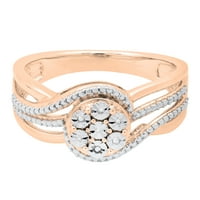 DazzlingRock kolekcija okrugli bijeli dijamantski vrtložni prsten za angažman za žene u 10k ružičasto