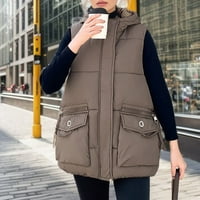 KPOPLK Women Winter Warm Puffer Jackets kaput Žene Veliki džepovi Labavi puffer pamučni prsluk ženski