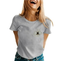 Luiyenes Ženska grafička majica Print Crew Crt o kratkim rukavima povremene bluze