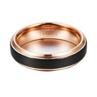 Tungsten prstenovi za muškarce Žene Black Rose Gold Wedding Band Brušeni središnji korak