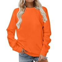 Ženska dukserica bez kapuljača, okrugla vrat čvrsta narandžasta zimska bluza s dugim rukavima