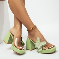 Sandale ženske guste papuče s visokim petom prozirne leptir visoke pete cipele za pete guste rupe