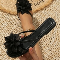 Ženske sandale Modni toe Cvjetni ukrasni papuče vodootporne sandale crne 37