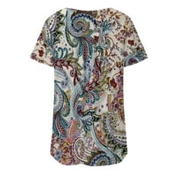 TOQOT Ženske rušice za slobodno vrijeme - mekani bluze s kratkim rukavima V-izrez Flora tiskani bluze Ljetni vrhovi crne veličine xl