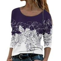 TKLpehg ženske majice Trendy casual crewneck pulover vrhove grafički tee dugih rukava majice dame jesen