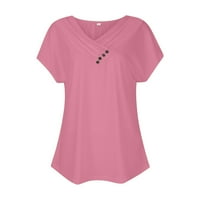 DNDKilg Loose Fitting vrhovi za žene plus veličine V izrez Ruched ljetne košulje TEE majice Ukupne majice